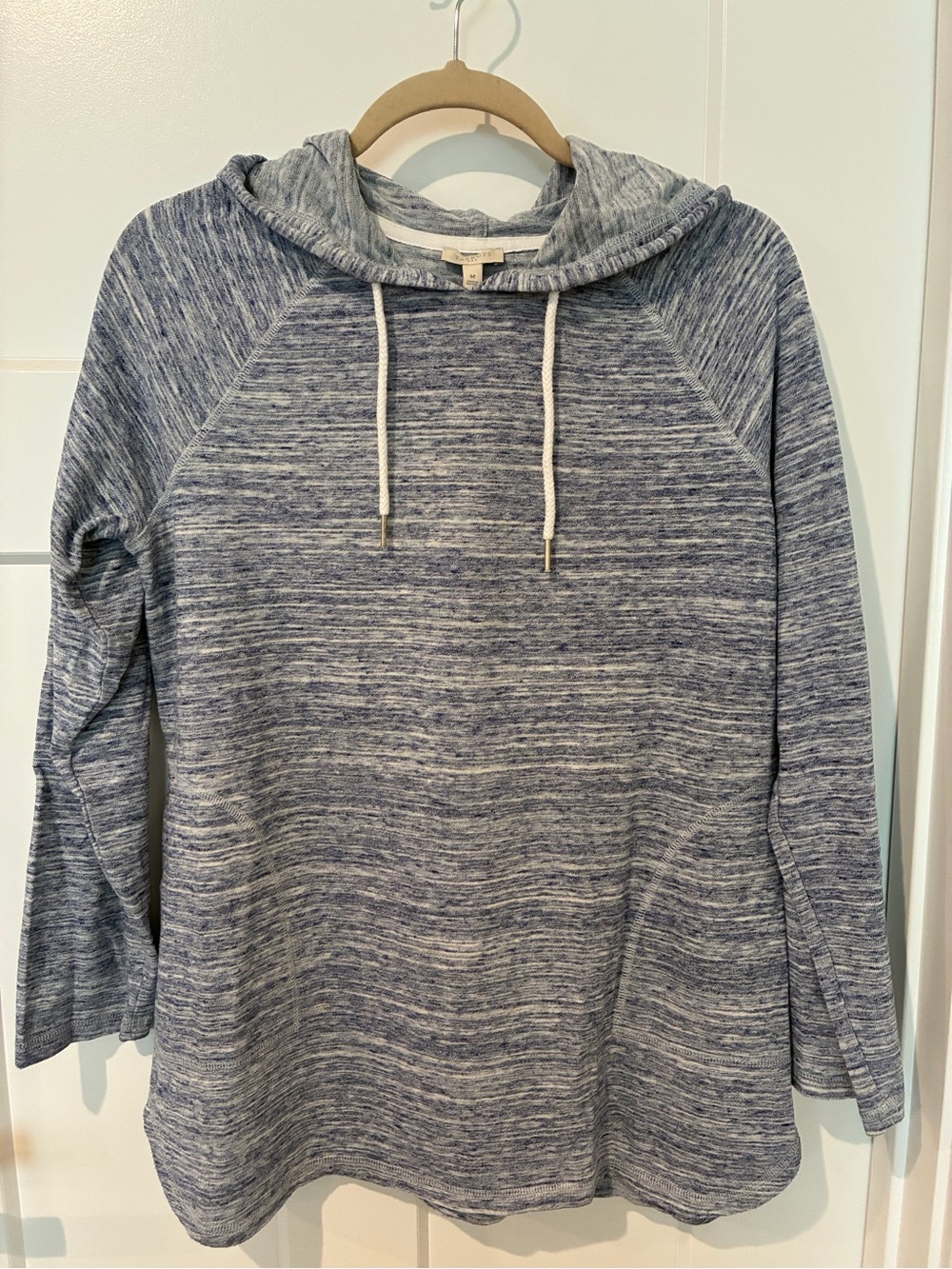 Talbots Cozy Heathered Blue Hooded Pullover